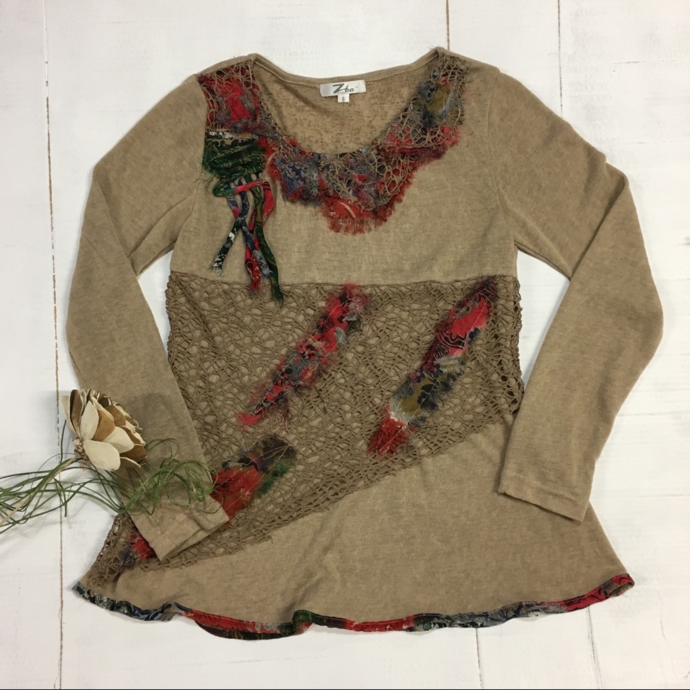 Zba | funky fun multimedia thin sweater shirt ugly